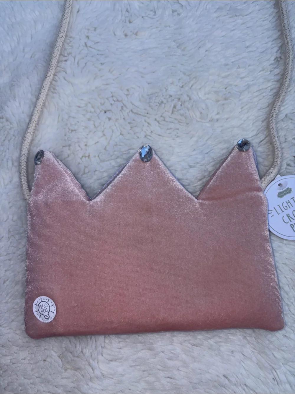 NWT Mud Pie Purple Pink Double Sided Light Up Crown Purse Velvet Magnetic